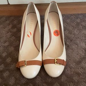 Ralph Lauren White and Brown Heels